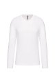 Heren T-shirt lange mouw V Hals Kariban K358 WHITE